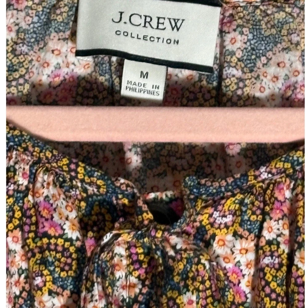 J Crew Collection Peasant Blouse Cotton Ditsy Floral Ratti Prism sz M